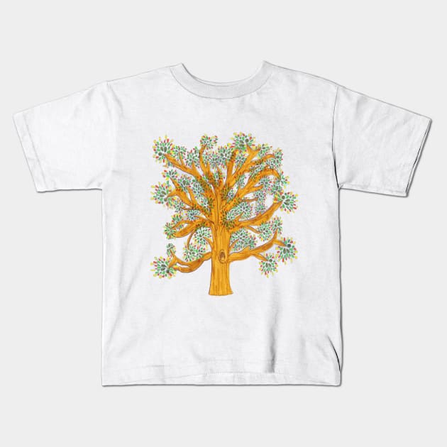 Spring Tree Kids T-Shirt by louweasely